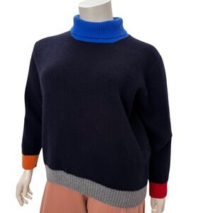 Country of Origin Lambswool Sweater Minimalist Primary Color Block  Womens XL